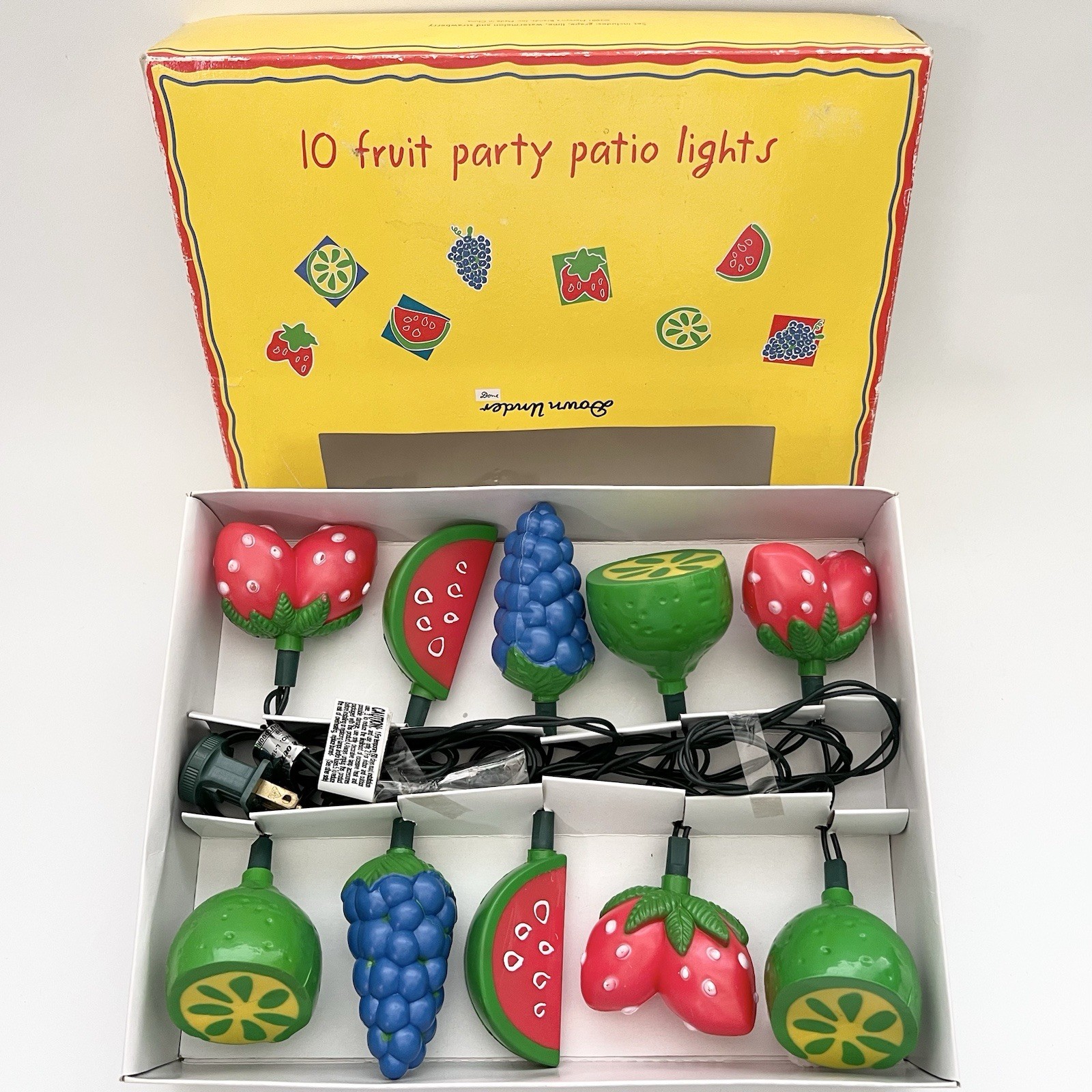 Vintage Fruit Blow Mold Plastic Party Patio Camper RV String Lights Set of 10