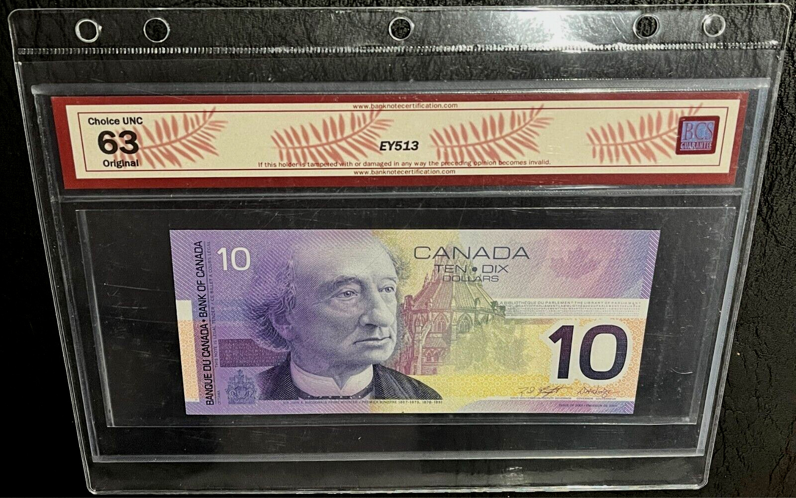 *BCS CERTIFICATION* CHOICE UNC 2001 Canada $10 JOURNEY Series w/o Security Strip