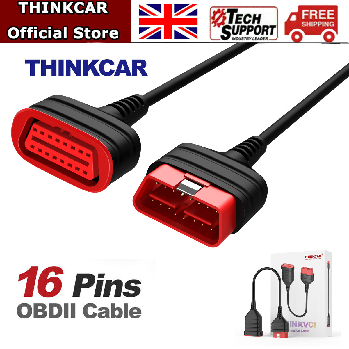 10PCS Thinkcar 16 Pin OBD2 Extension Cable Adaptor