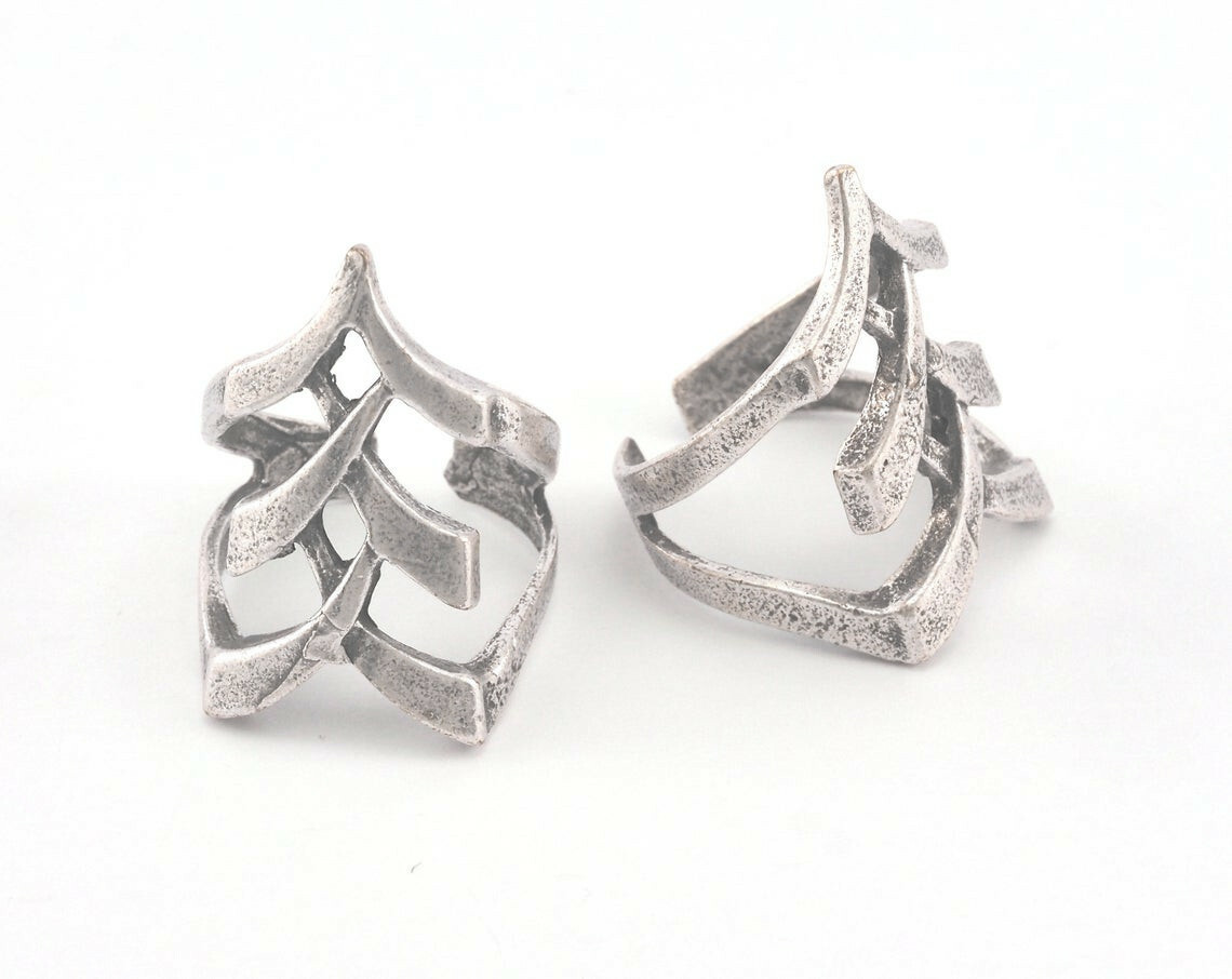 Adjustable Ring Antique Silver Plated brass 19mm 9US inner size ) 3686