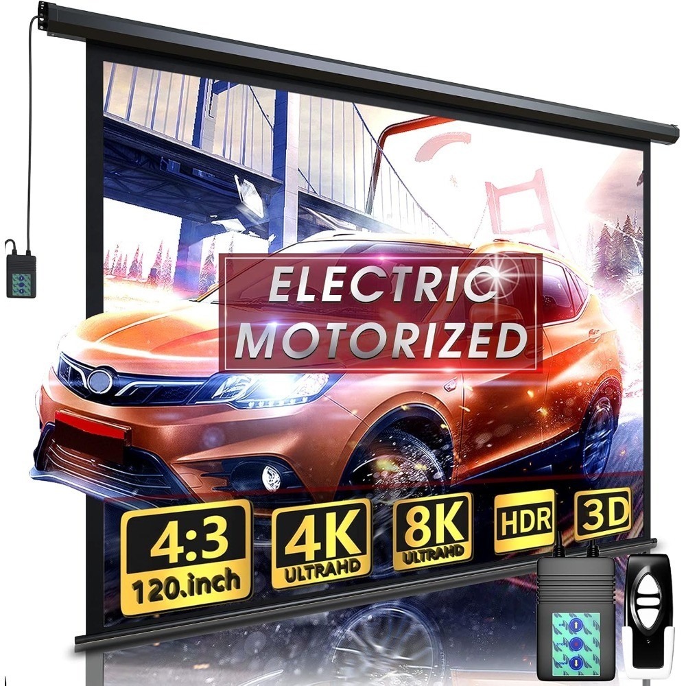 Motorized Projector Screen Electric Roll Up Movie Screen for Indoor Outdoor Use
