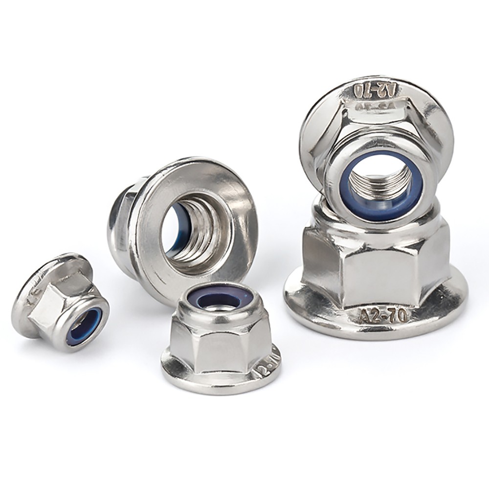 M3 M4 M5 M6 M8 M10 M12 A2/A4 Stainless Steel Flanged Nyloc Lock Nuts Flange Nuts