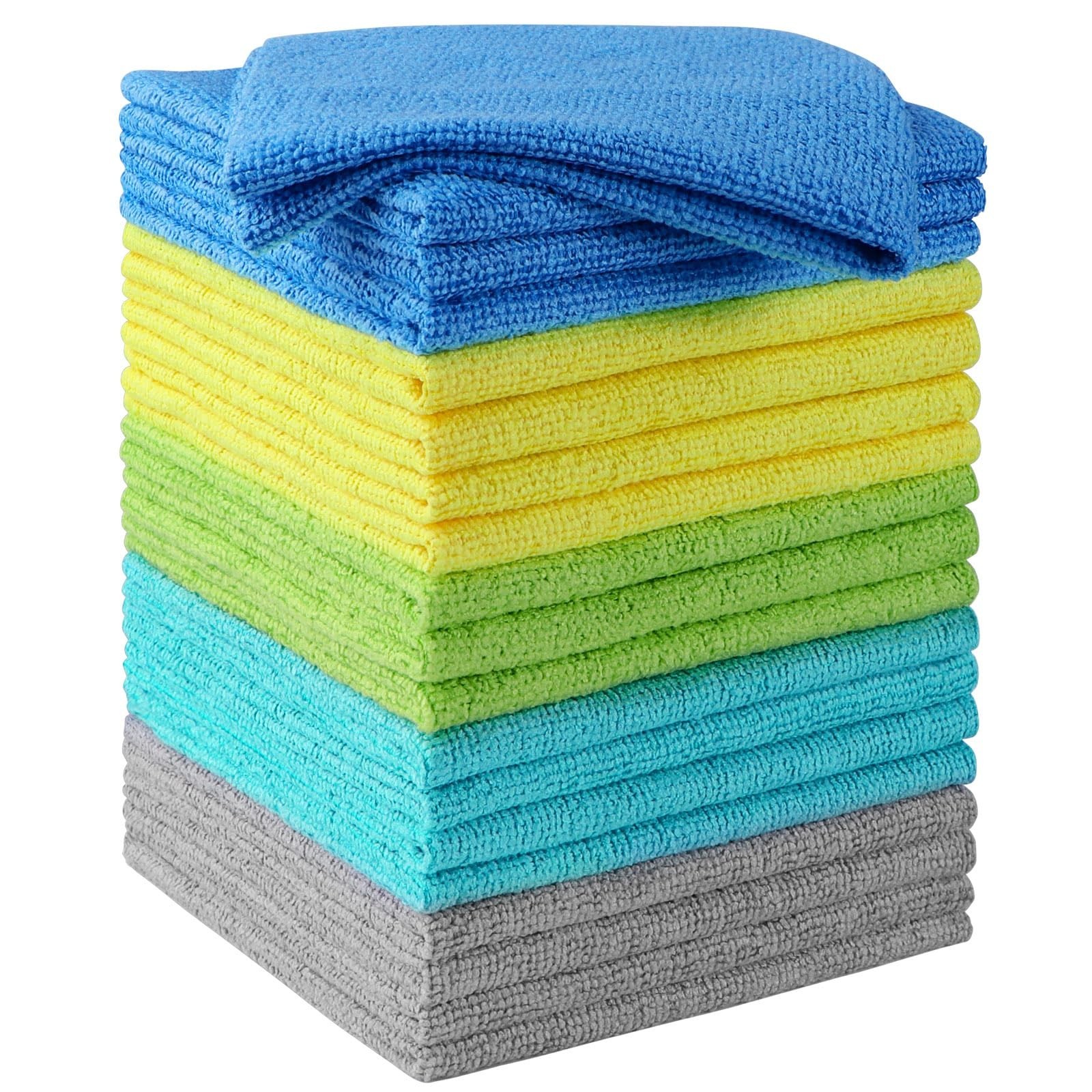 HOMEXCEL Microfiber Cleaning Cloths, 20 Pack Cleaning Rags - Lint Free & Scra...