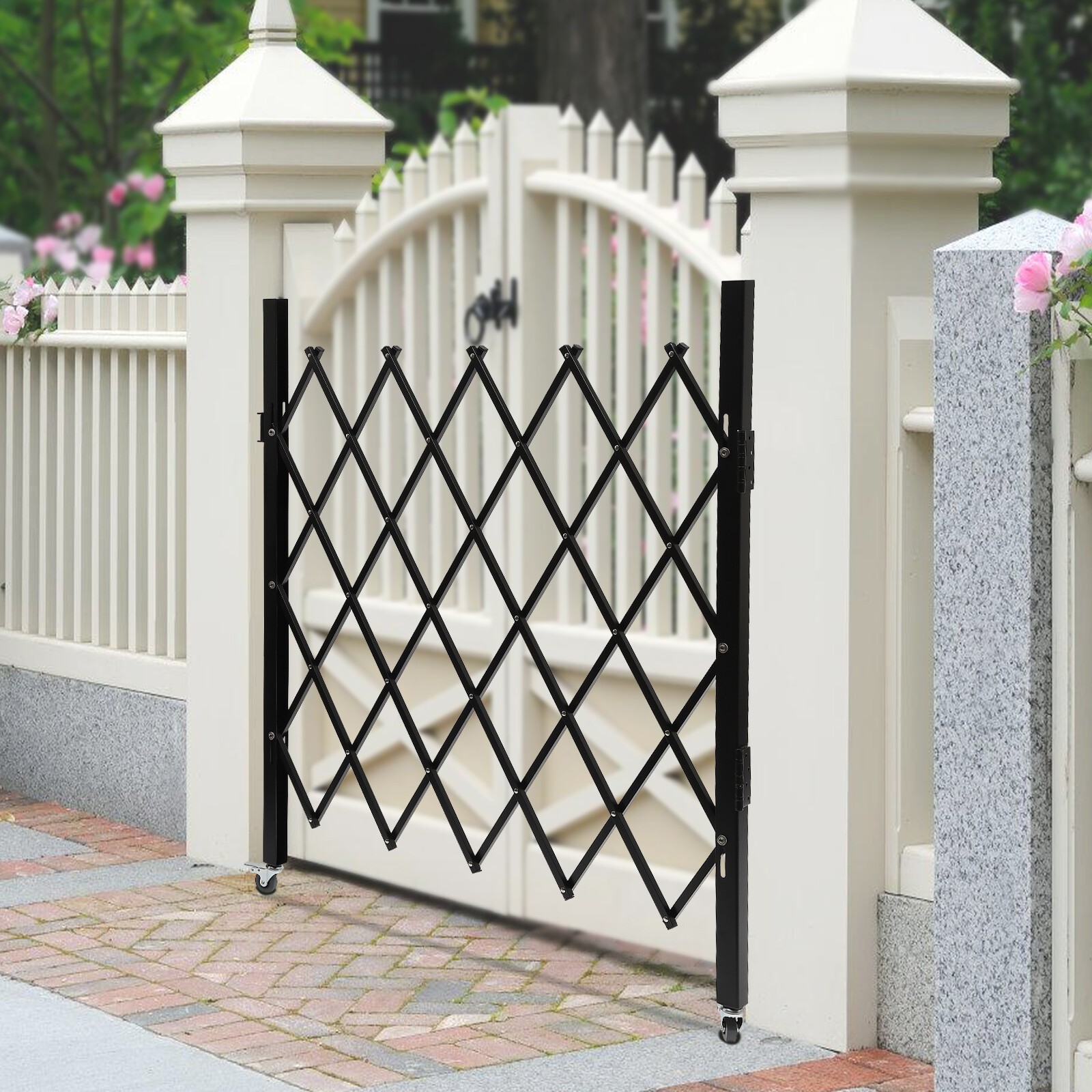 1.3m*93cm Single Folding Security Gate Folding Door Gate Rolling Barricade Gate