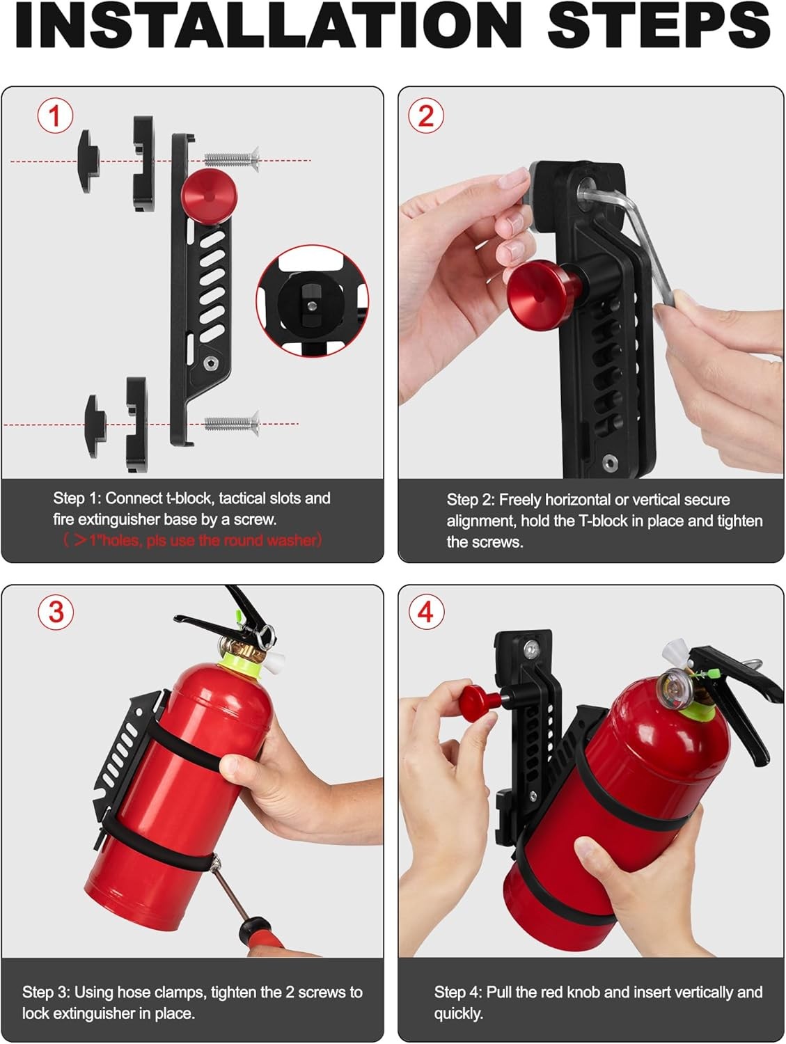 MOLLE Panel Fire Extinguisher Mount Kit Fits 1"-2" Rigid MOLLE Panel Holes, Q...