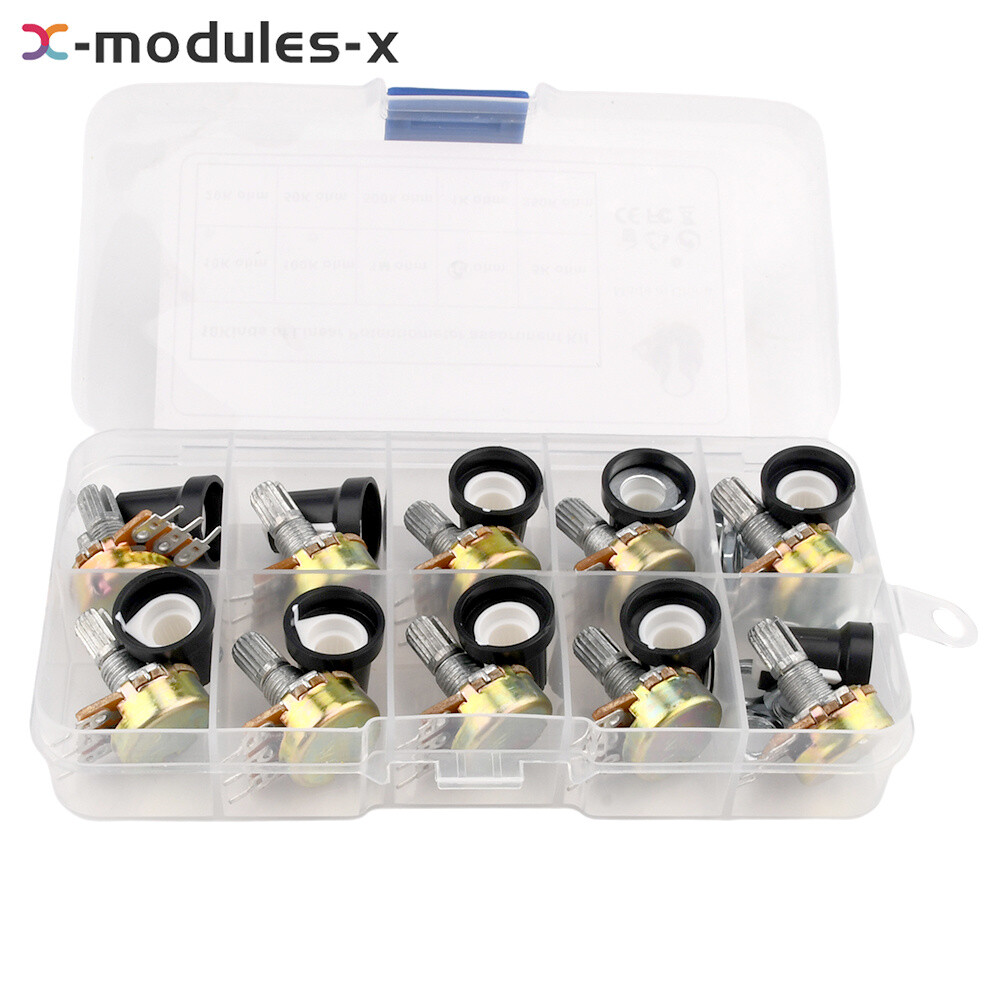 10PCS WH148 Potentiometer Switch With Knob 15MM B1K/10K/20K/50K/100K///1M Boxed