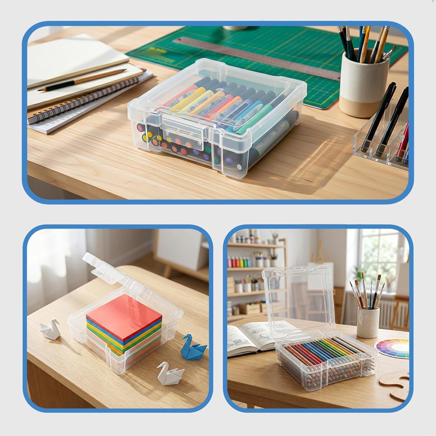 Effortless Organization: ClearView 6" x 6" Stackable Art Supply Storage Box