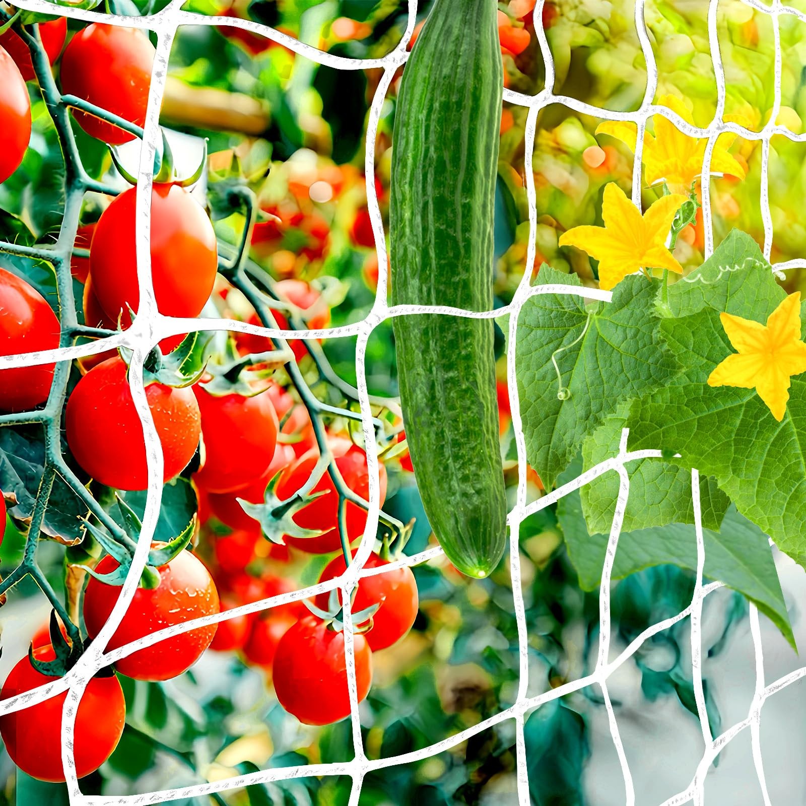 6x15FT Plant Trellis Netting,Heavy-Duty Garden Grow Net Polyester White