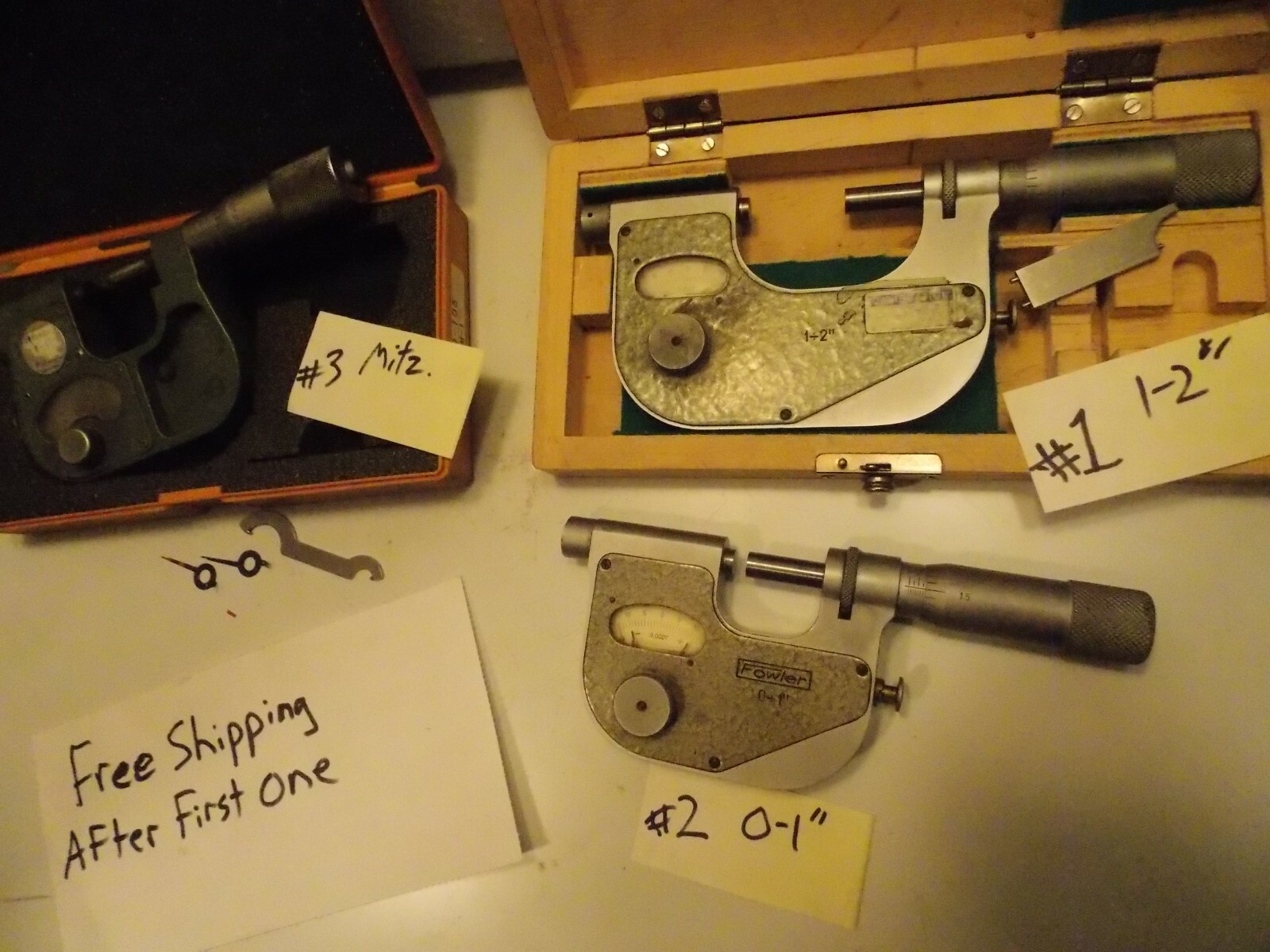 FOWLER 0-1” 1-2" .0001” INDICATING MICROMETER COMPARATOR Mitutoyo Case Choose