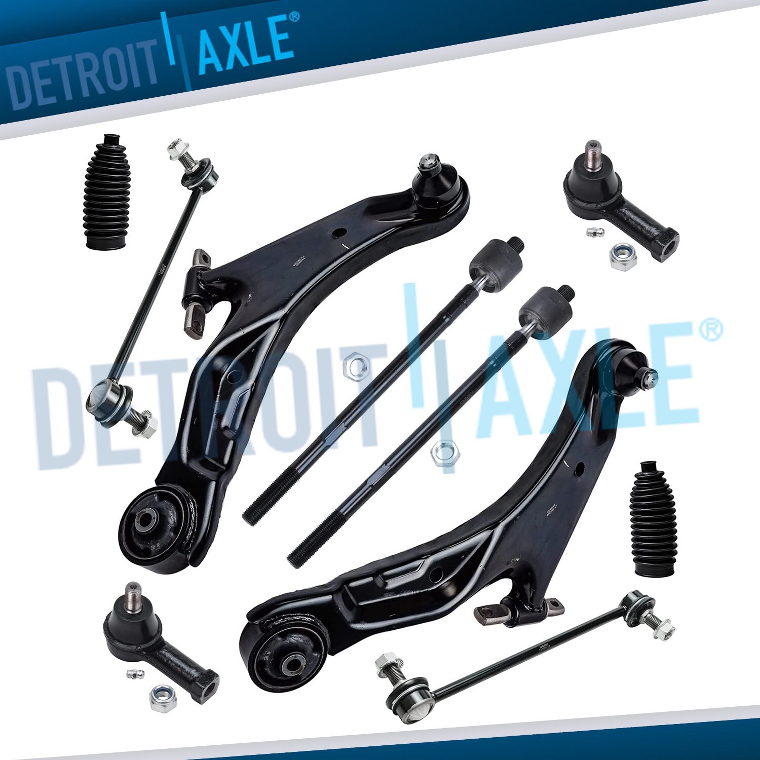 10pc Front Lower Control Arms Ball Joint Tie Rods for 2001-2006 Hyundai Santa Fe