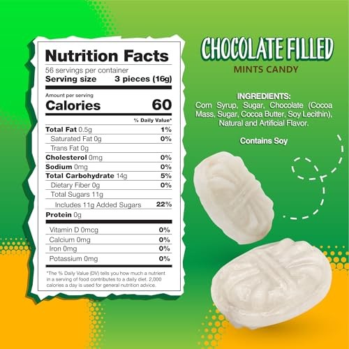 Arcor Chocolate Filled Mints Candy | 2 Pound Bag | Individually Wrapped