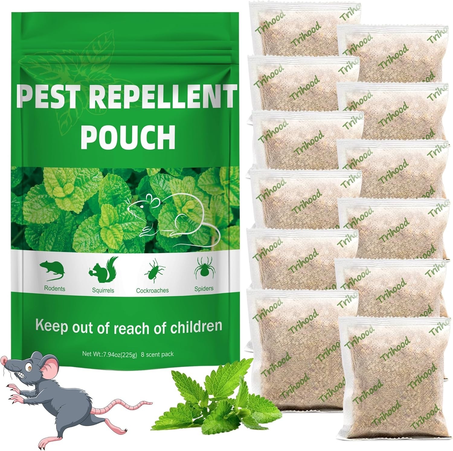 12 Pack Vamoose Natural Rodent Pest Control Repellent Pouch Peppermint Oil