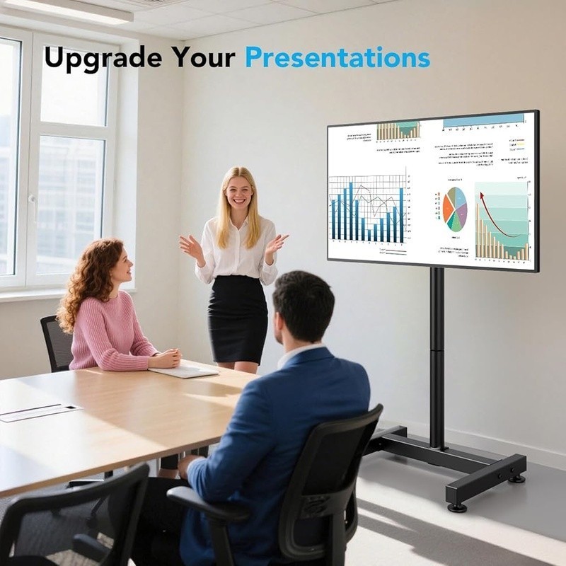 Floor Stand for 13-50 inch Screens Holds 77lbs Tilting Height Adjustable Monitor