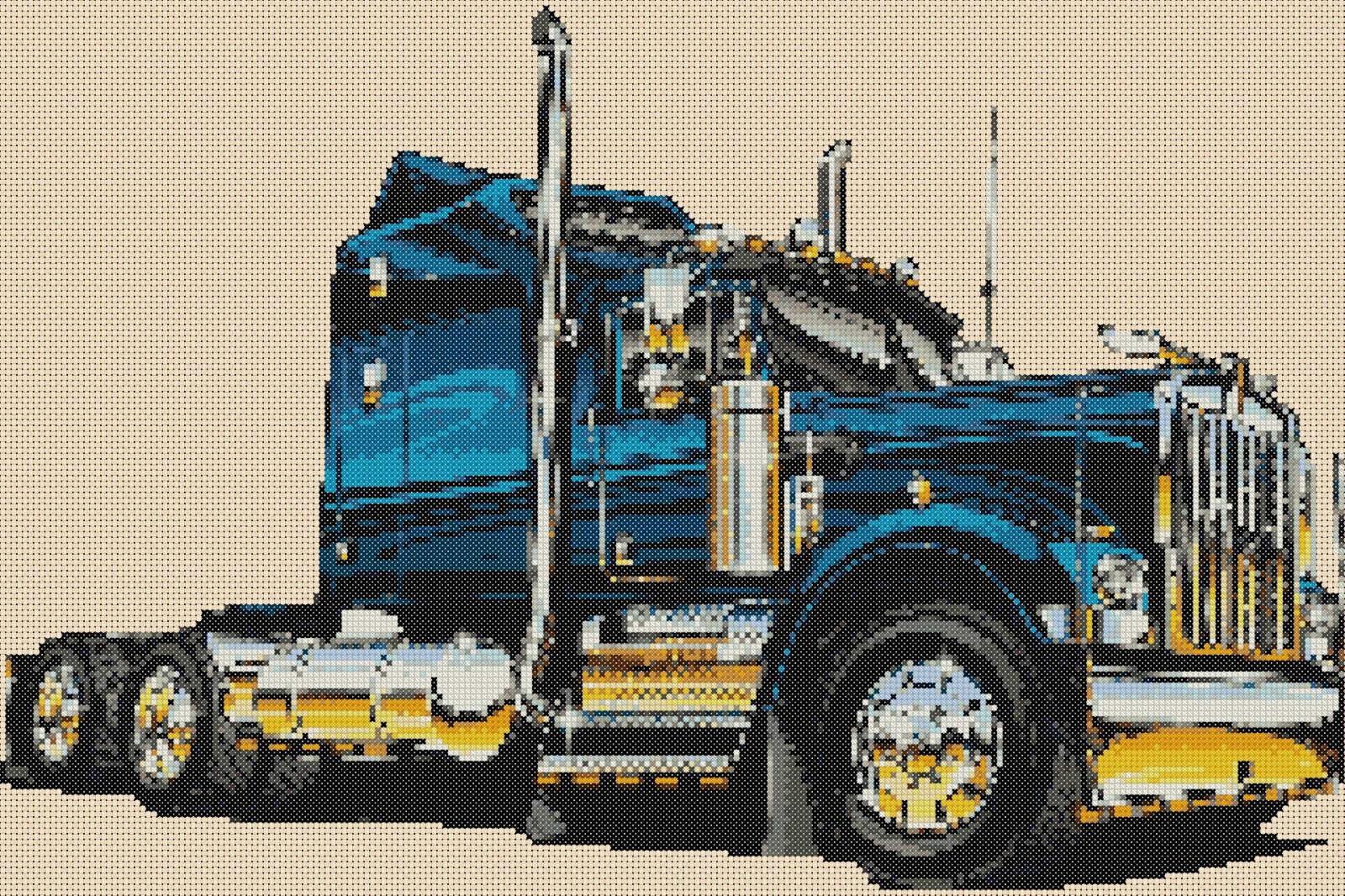 Blue Truck Counted Cross Stitch CHART No. 7-5