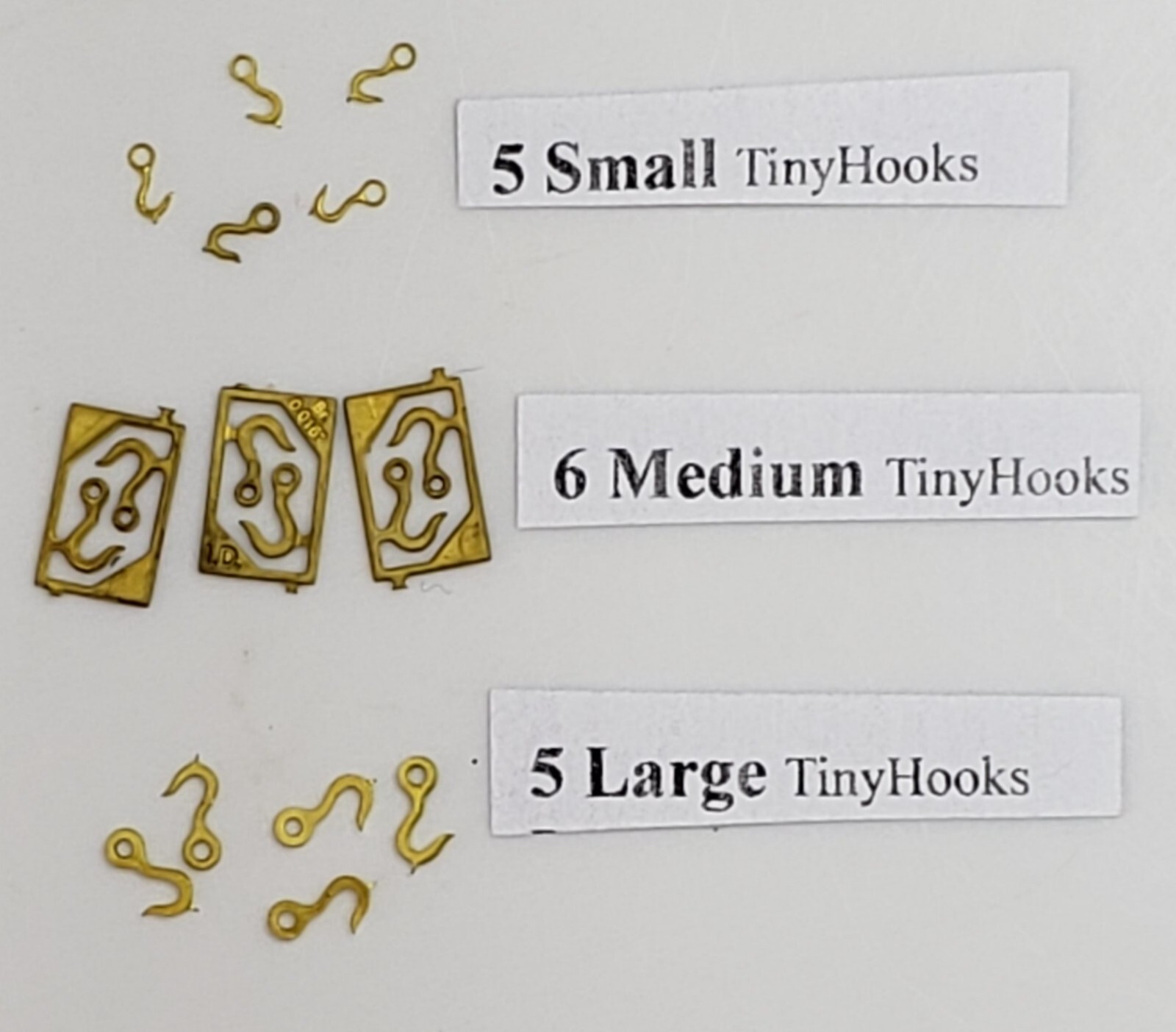 Scale Model Cargo/Rigging Hooks Assortment / 3 sizes 1 Lot=16 hooks Brass USA