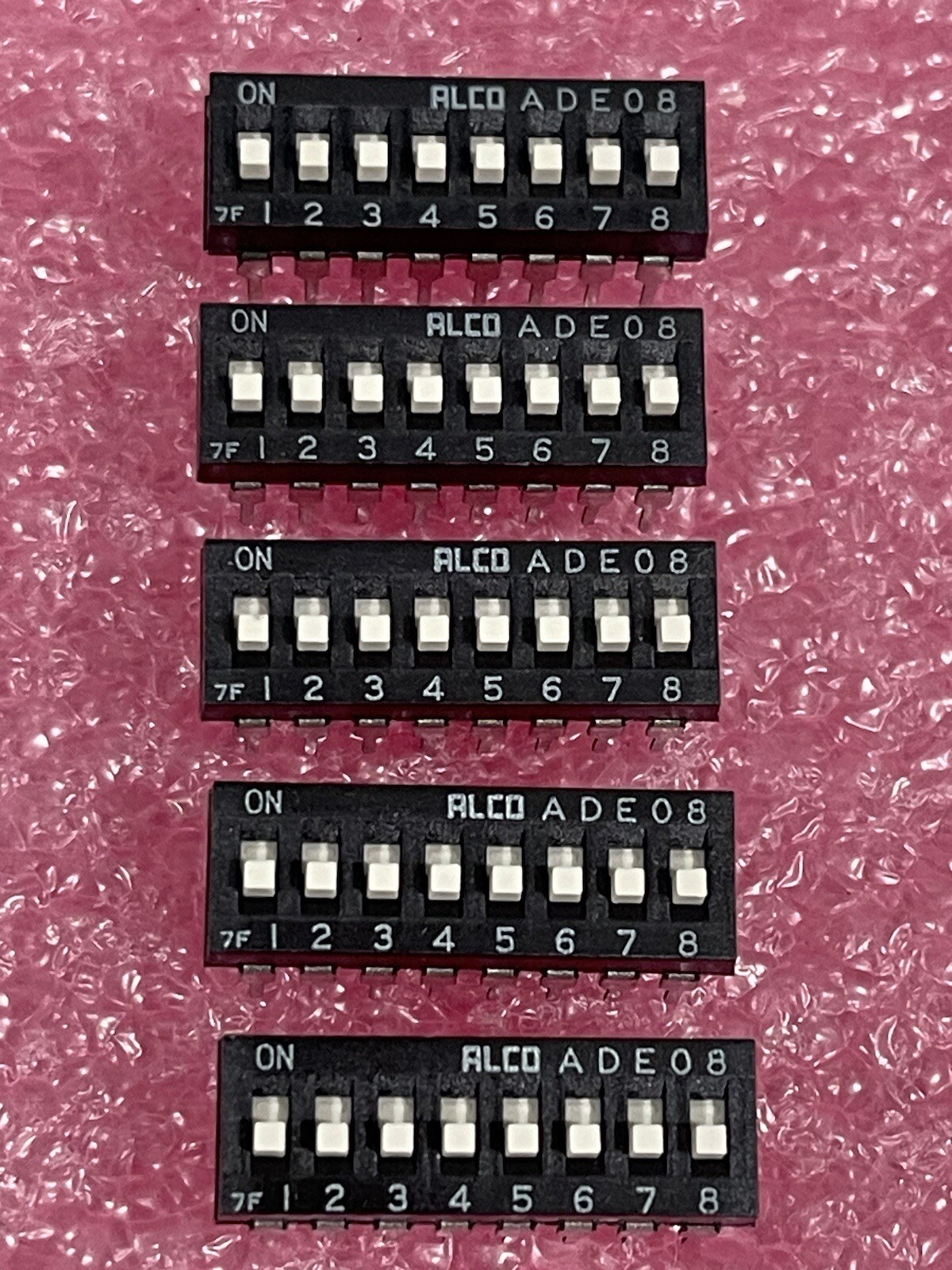 ADE08 SLIDE SWITCH DIP SPST 100MA 24V 16-PIN DIP ALCOSWITCH (LOT OF 5)