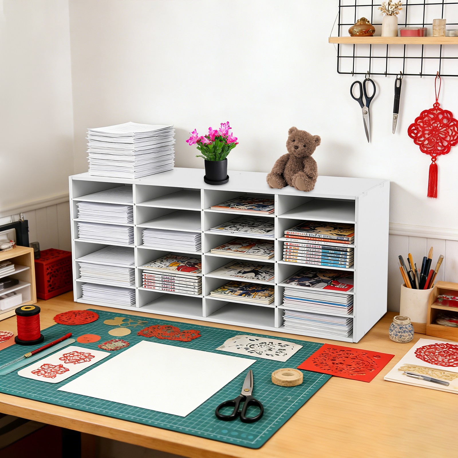 24 Slots Paper & Mail Organizer File Classification Cabinet Literature Organizer