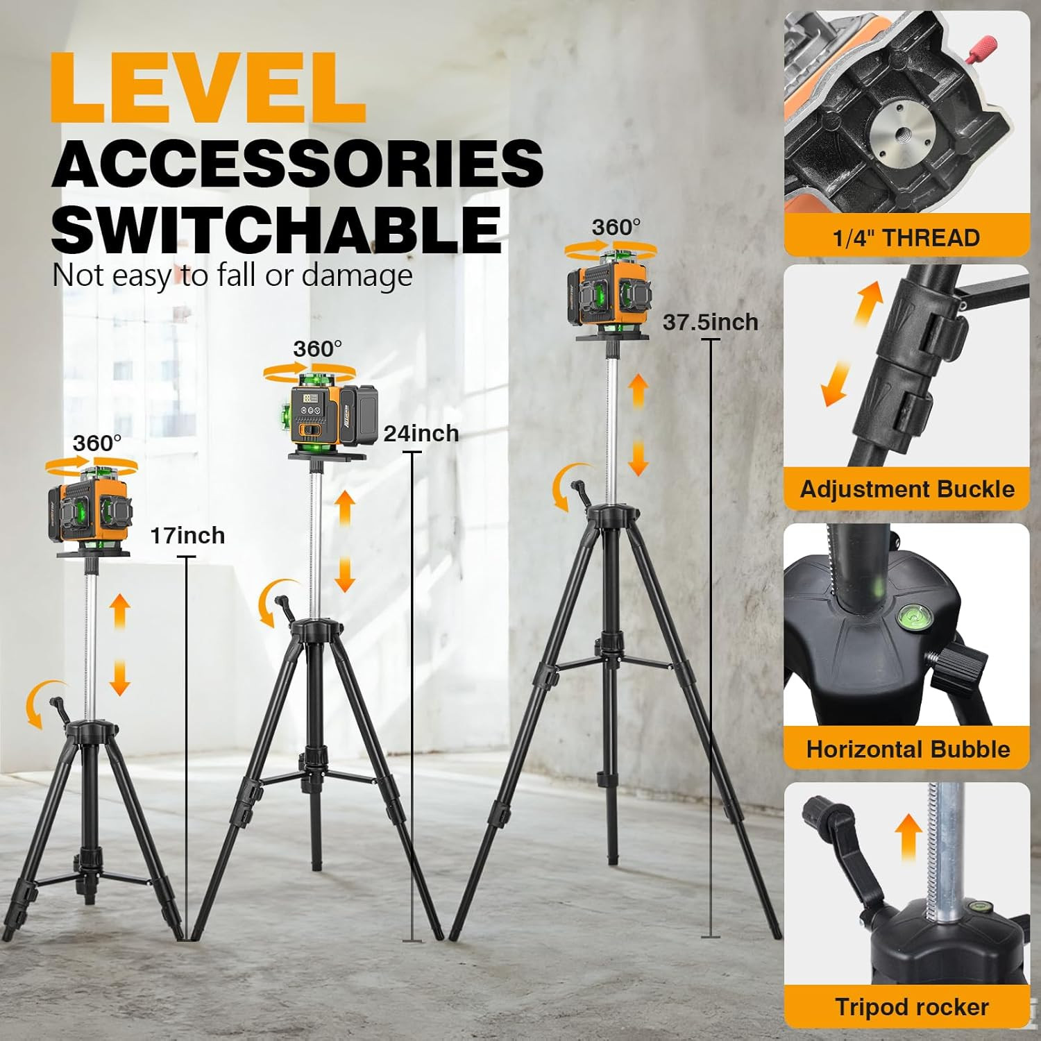 360° Self-Leveling Green Laser Level Kit with Tripod & Magnetic Bracket