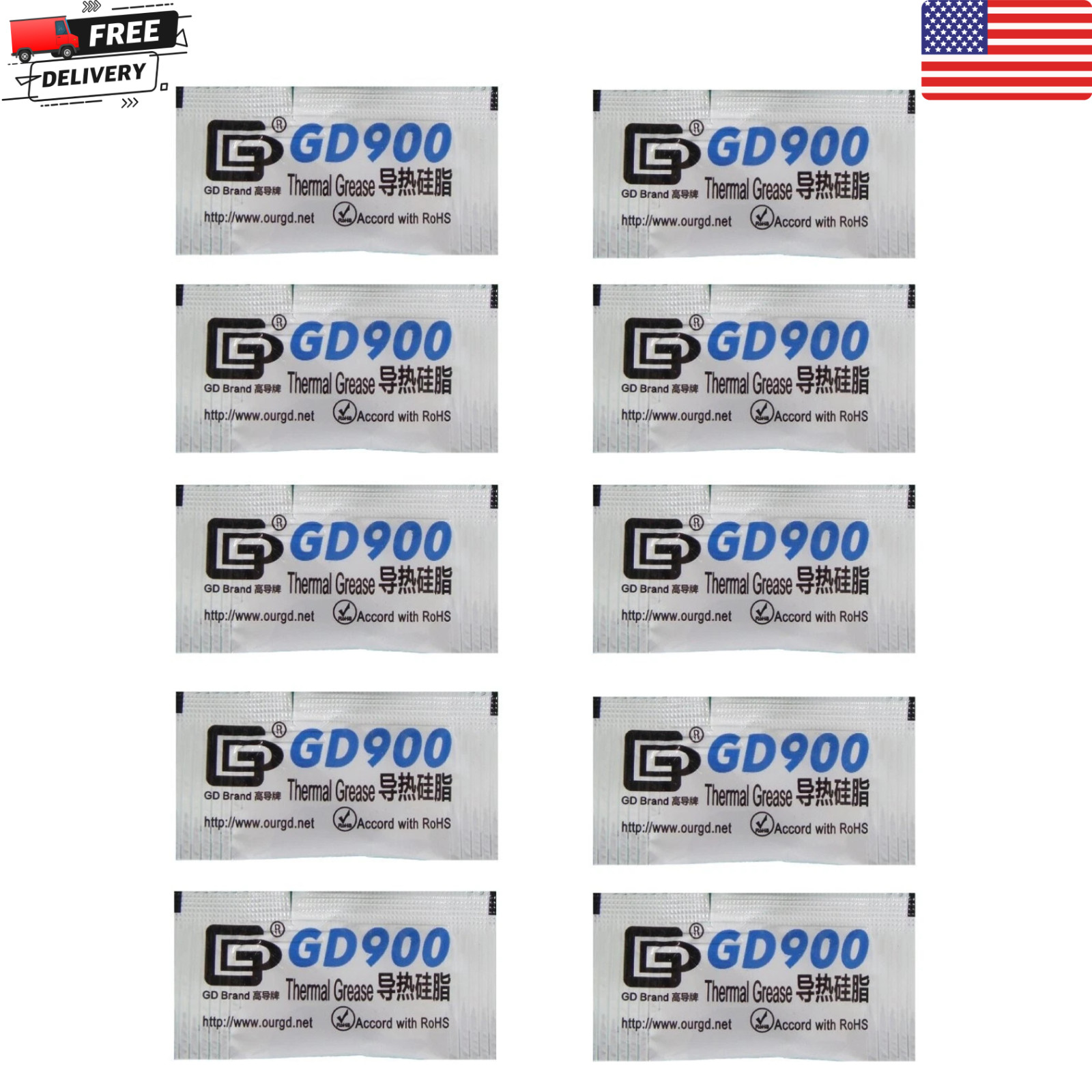 Thermal Paste Grease Heatsink Compound for Computer CPU GPU GD900 10 Soft Packs