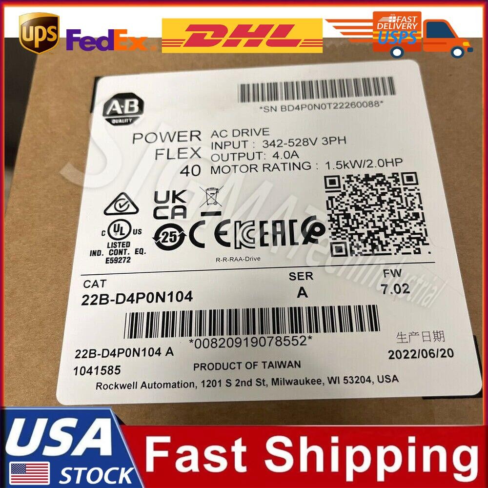 NEW Allen-Bradley 22B-D4P0N104 /A PowerFlex 40 1.5kW 2 HP AC Drive USA