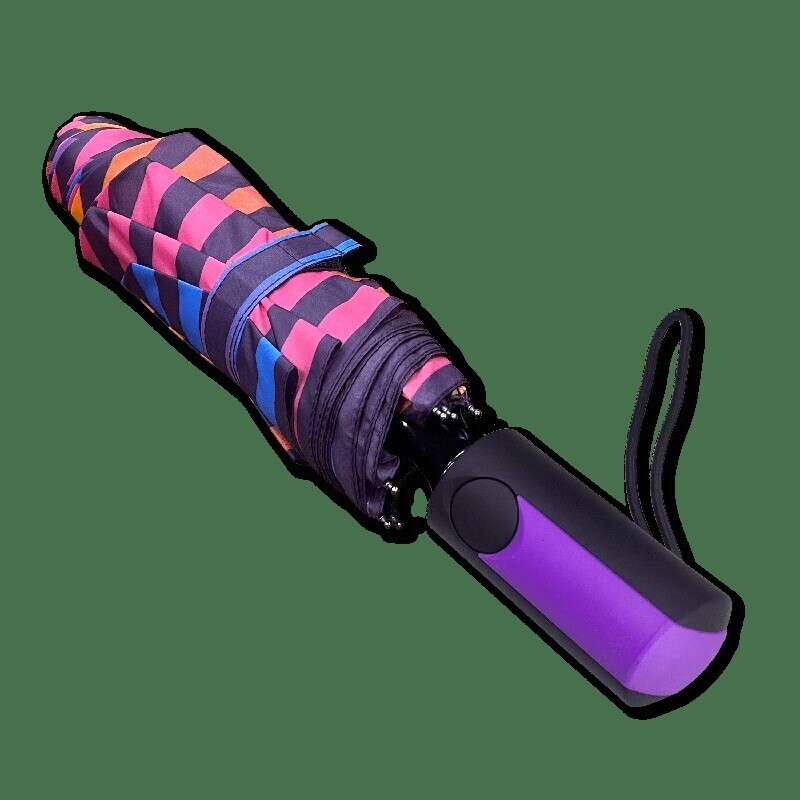 Automatic Oversize Deluxe Umbrella Compact Ergonomic Handle Waterproof Stripe US