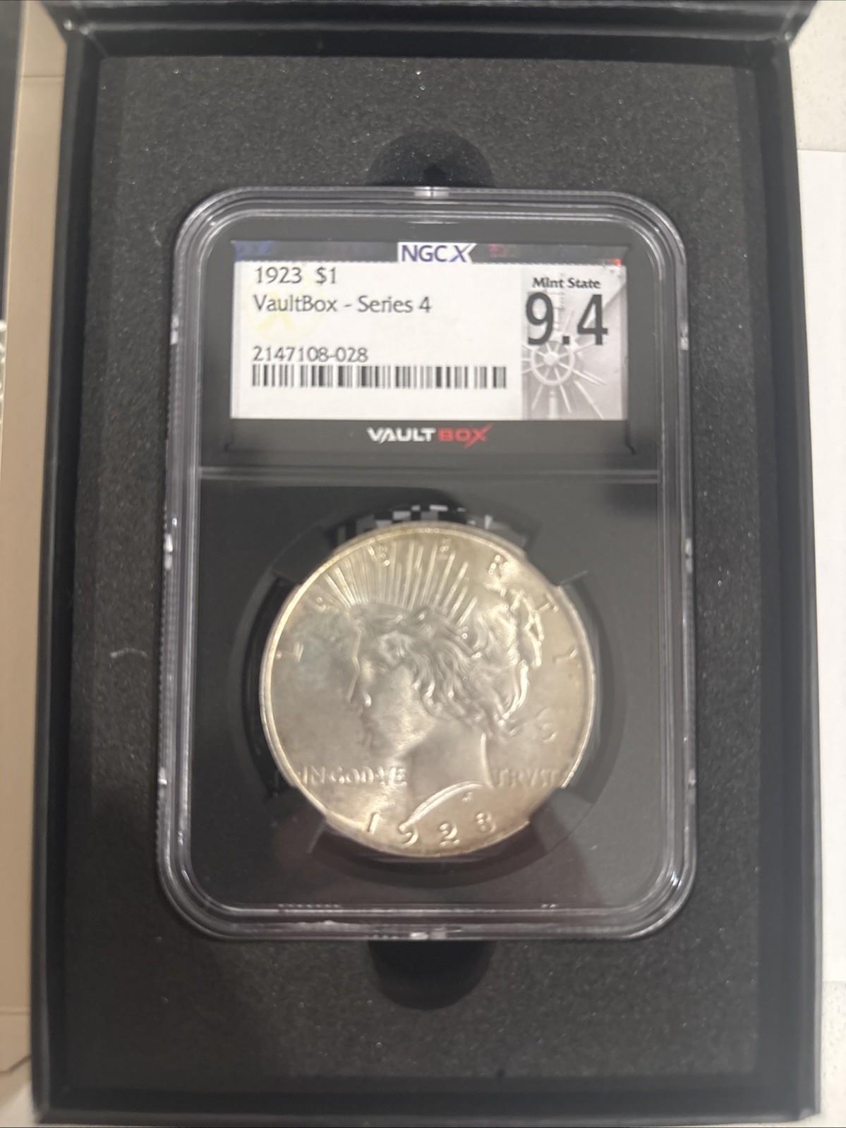 1923 $1 Peace Dollar VaultBox Series 4 Mint State 9.4