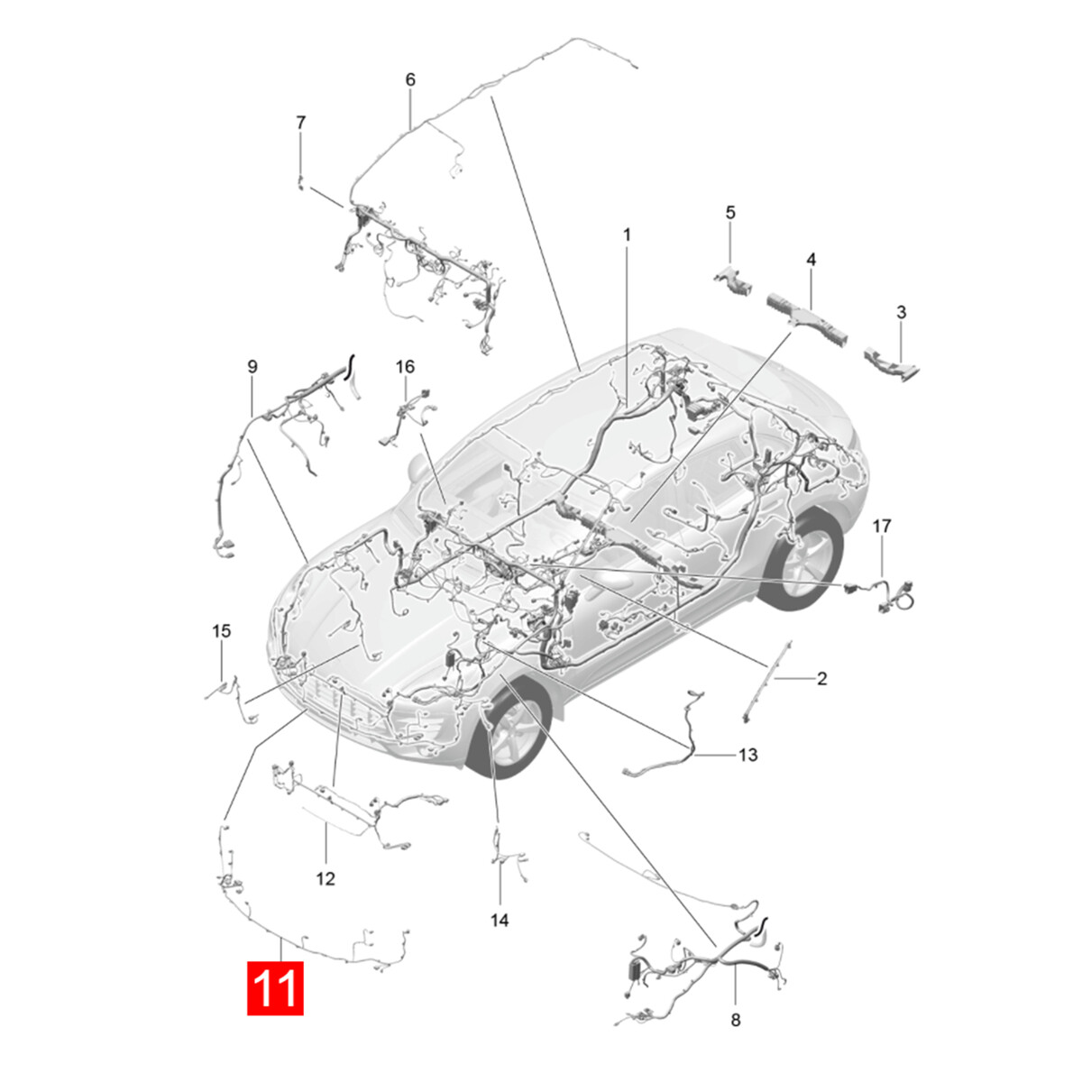 For Porsche Macan 2014-2018? Front Bumper ABS System PDC Wiring Harness