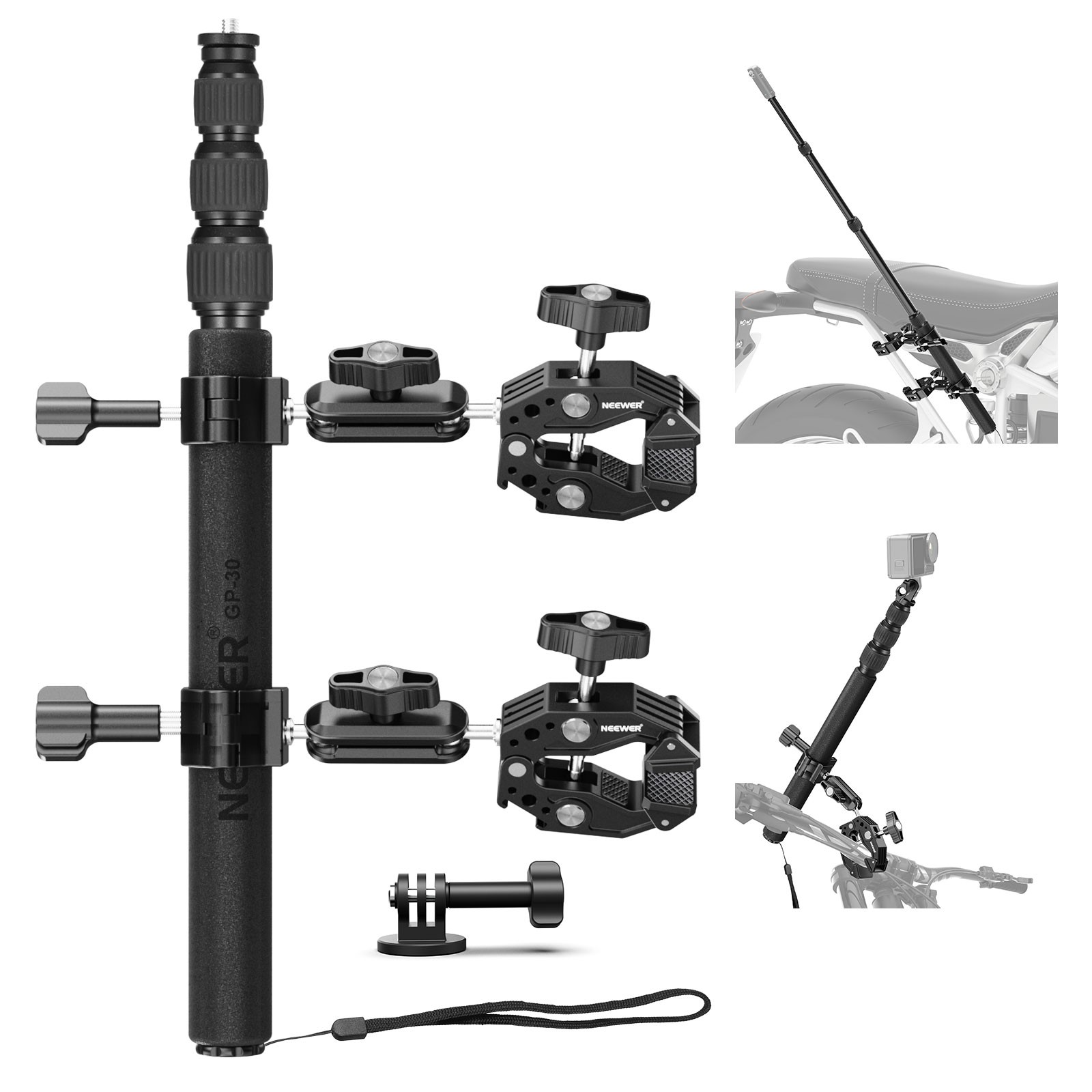 NEEWER GP-30 Motorcycle Mount Kit for GoPro/Insta360/DJI