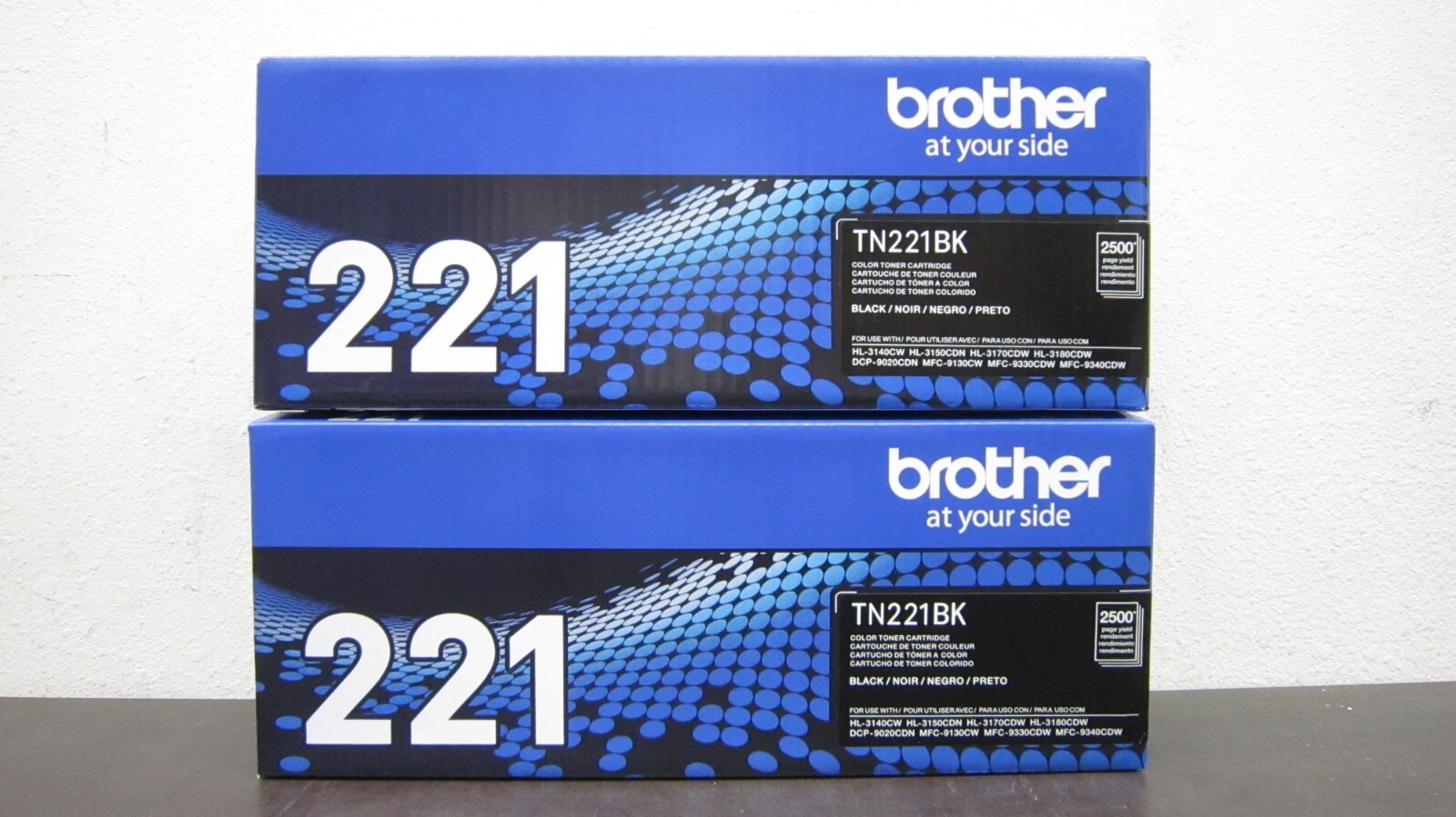 2pk Genuine Brother TN-221BK Black Toner HL-3140CW MFC-9340CDW NEW Sealed Box