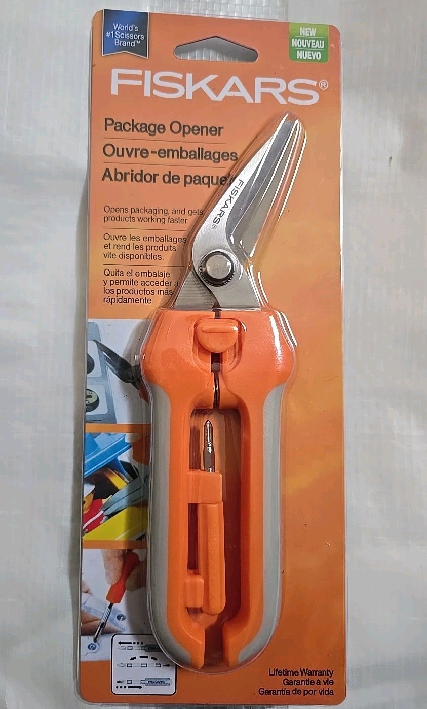 Fiskars 158920-1010 Package Opener Plus Screwdriver - Orange Package Opener
