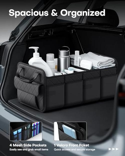 SUV Trunk Organizer - Foldable & Portable Car Organizers - Medium Black