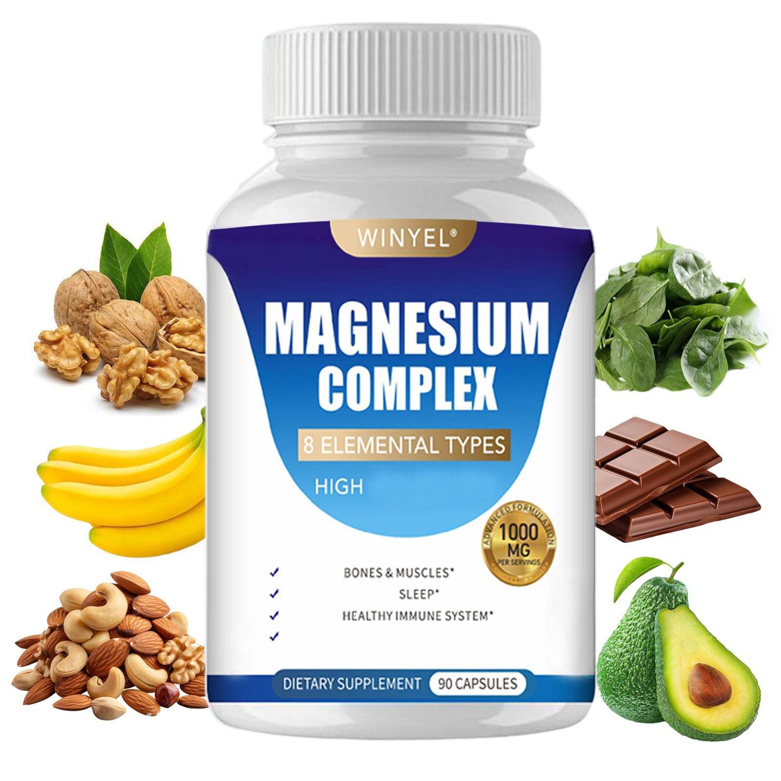 Complejo de Magnesio con 8 Quelatos Alta Absorción – 1000mg