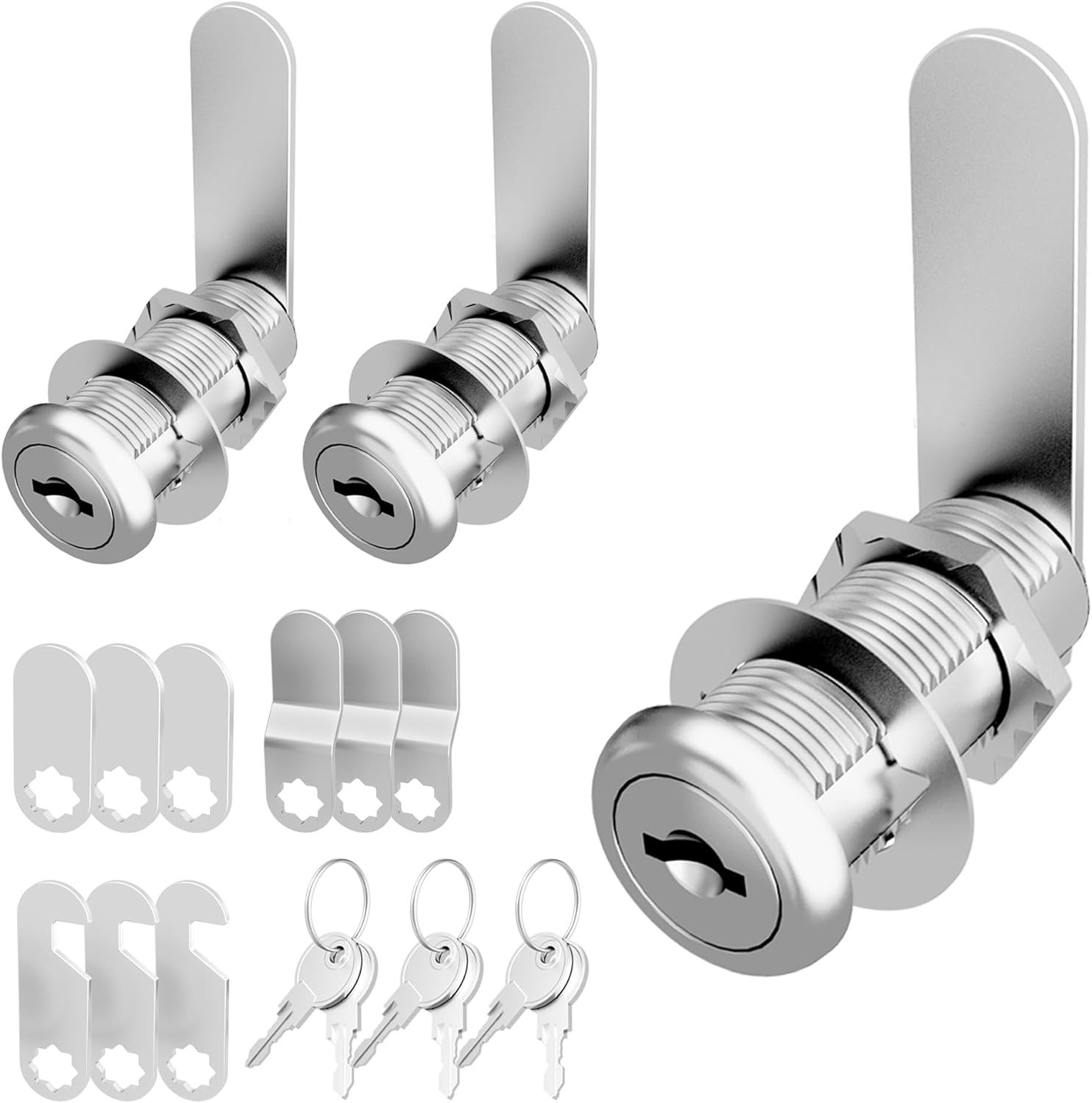 3 Pcs Cabinet Locks with Keys, 1-1/2 Inch Cam Lock Keyed Alike, Mailbox Locks