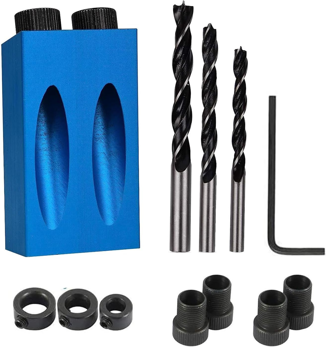 Pocket Hole Jig 14Pcs Kit - Woodwork Guides Joint Angle Tool Carpentry Locator -