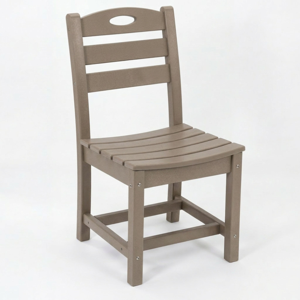 Rustic Brown HDPE Armless Patio Dining Chairs Set of 2 All Weather Outdoor