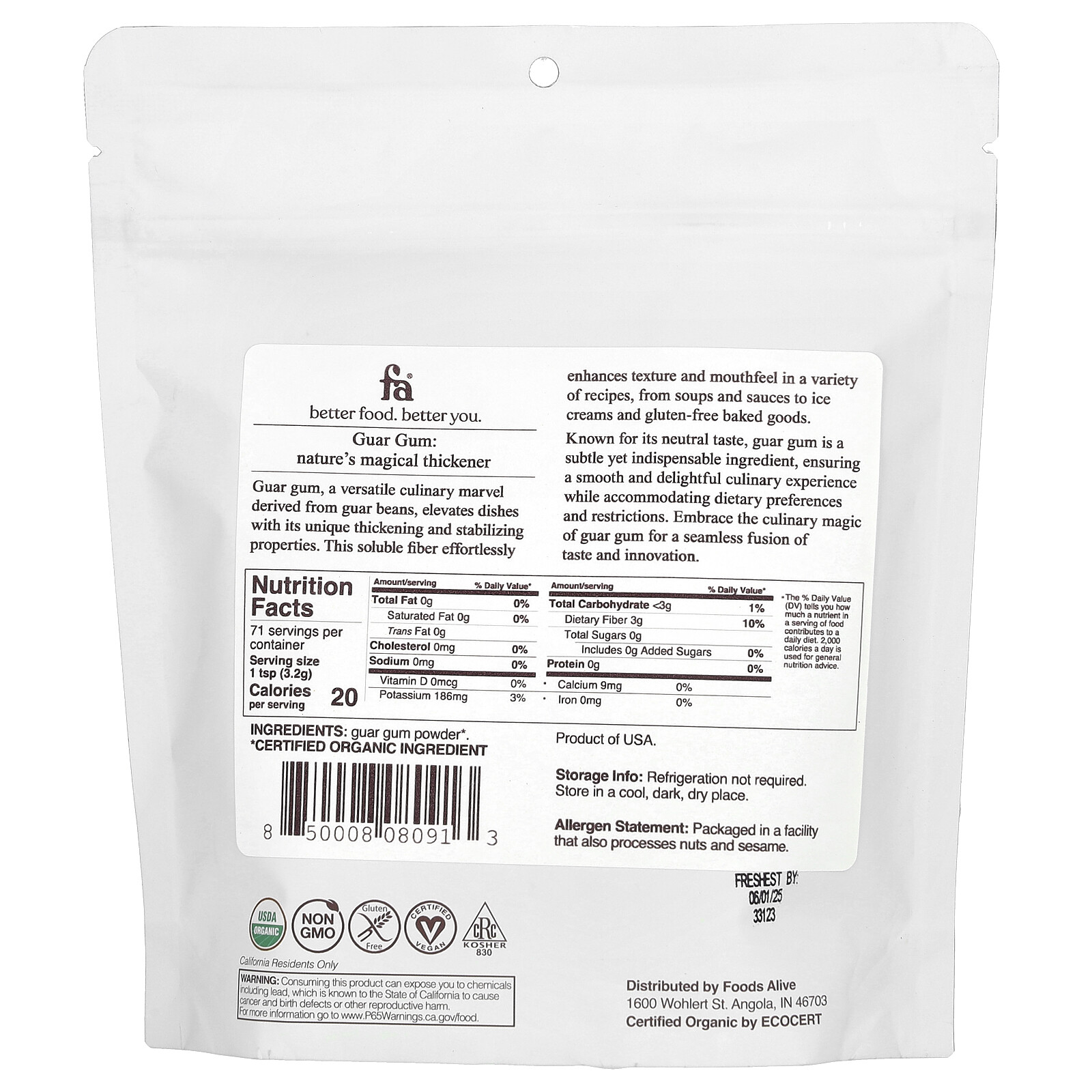 Guar Gum Powder, 8 oz (227 g)