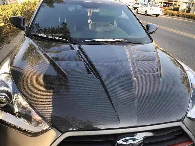 Fit for Hyundai Veloster 2011-2016 Carbon Fiber Front Hood Vented Bonnet Cover
