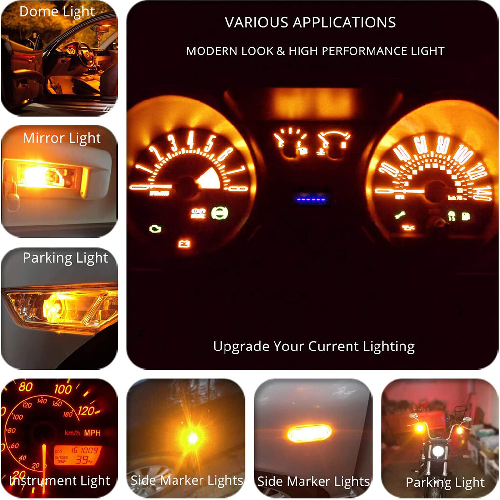 10X 74 T5 2721 LED Bulb Dash Lights w/ PC74 Socket Instrument Panel Gauge Light