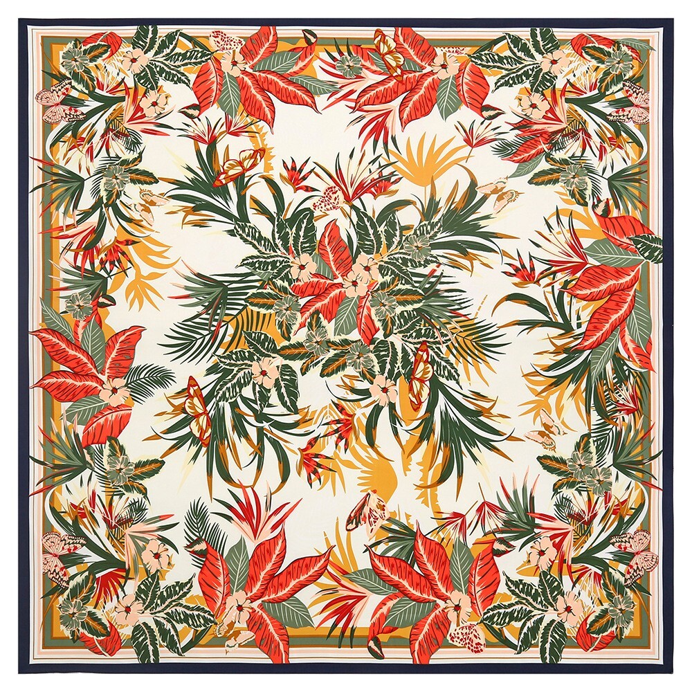 130cm New Style Plant Flower Ladies Twill Large Square Scarf Shawl Headscarf