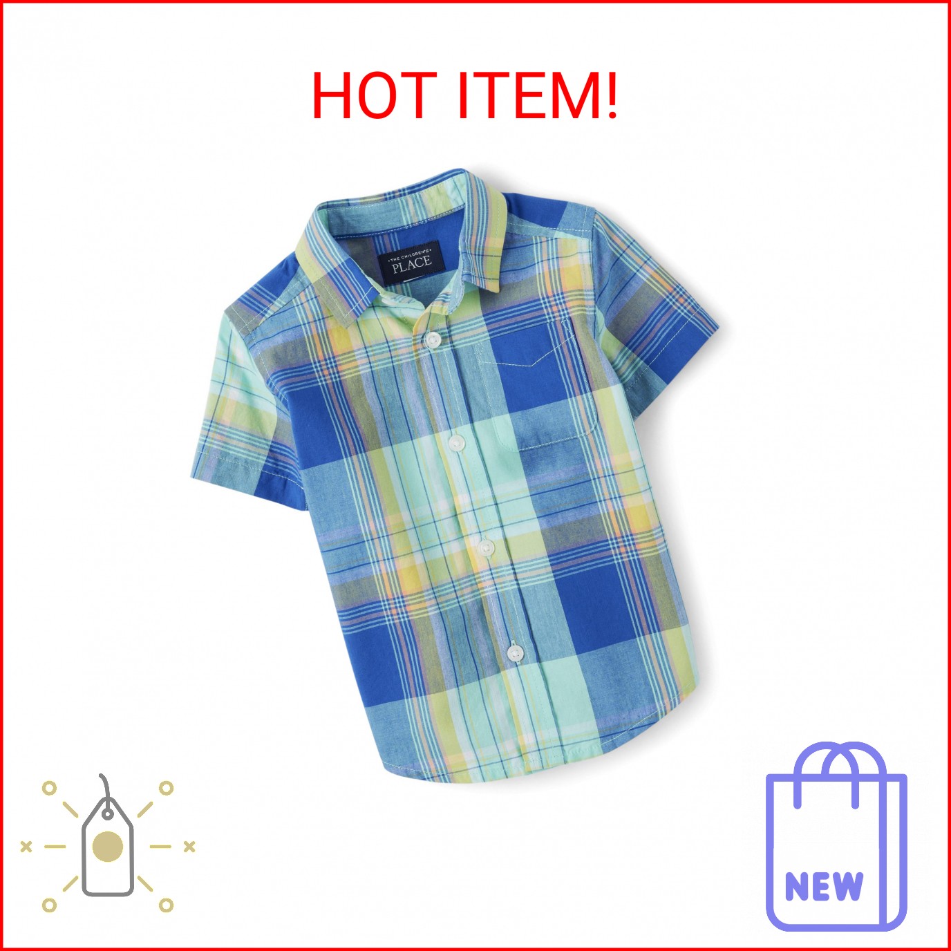 The Children's Place,And Toddler Boys Short Sleeve Button Down Shirt,Baby-Boys,M