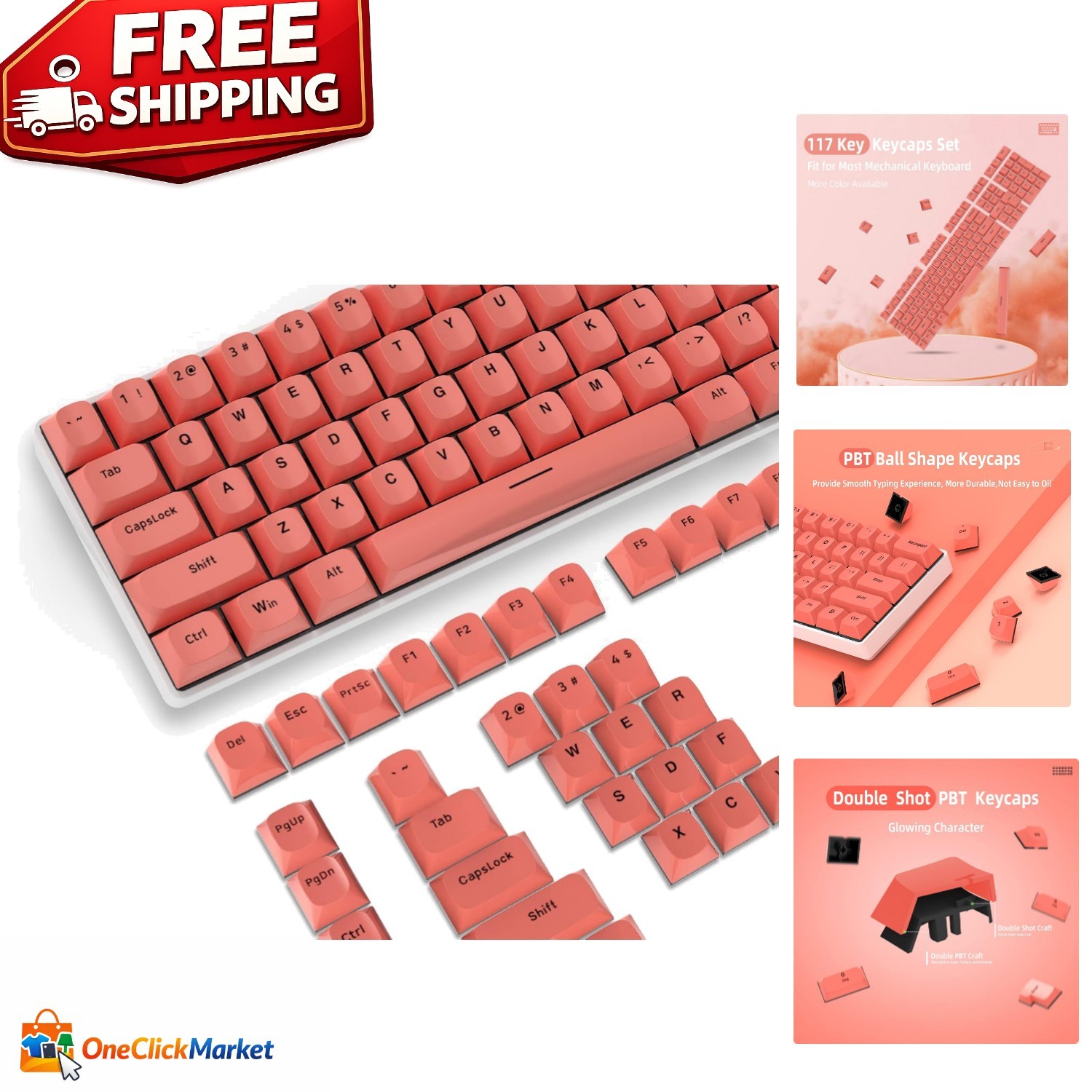 Durable 117-Key PBT Double Shot Keycap Set for Cherry MX and Cross-Type Switches