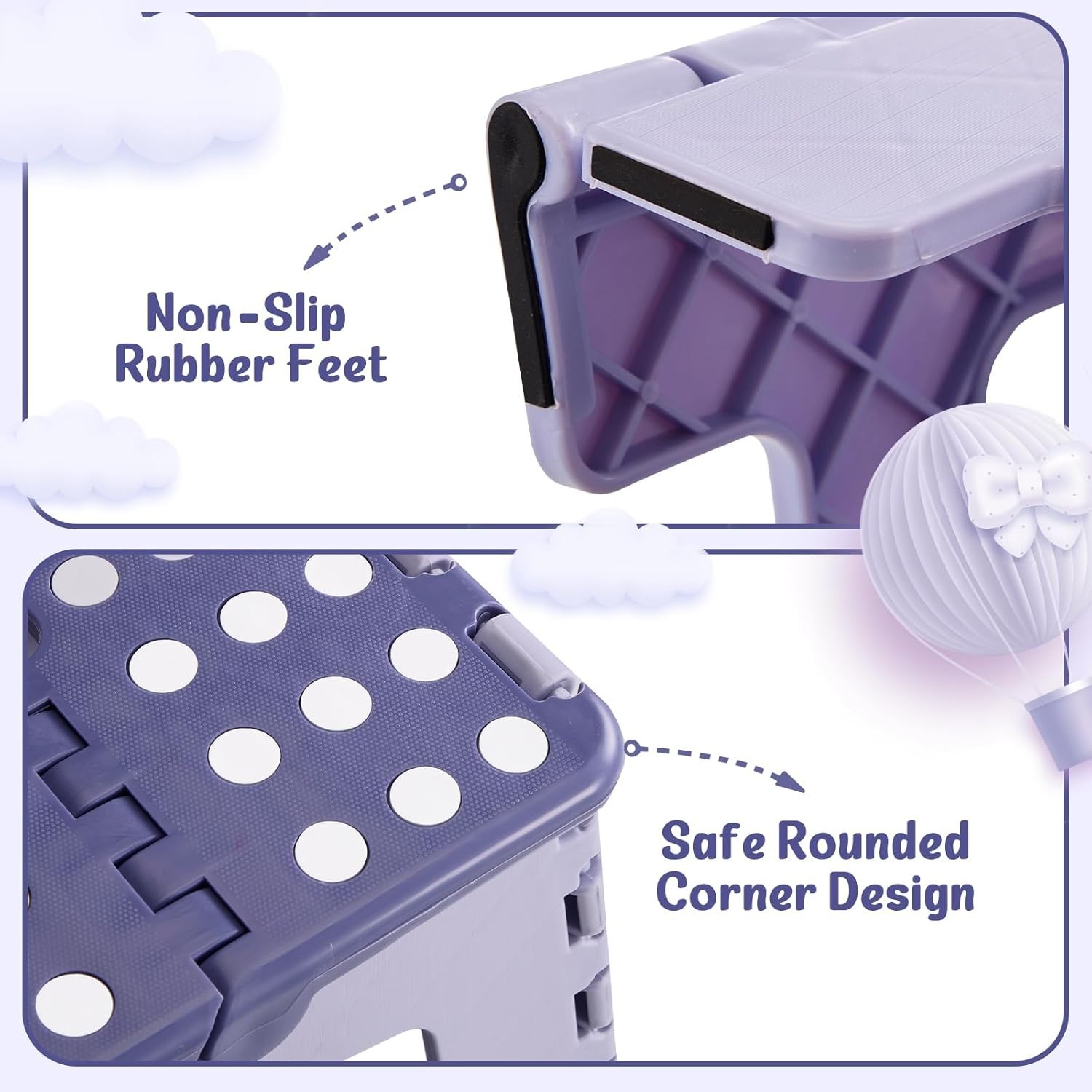 9 Inch Plastic Step Stool with Handle - 300 LB Capacity for Effortless
