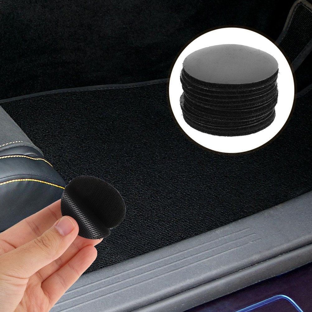 20 Pairs Nylon Car Mat Fixing Strips for Kids Adhesive Hook and Loop Black