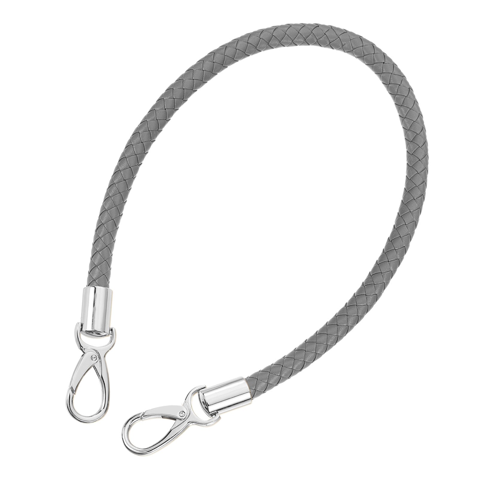 60cm Short Leather PU Braided Purse Replacement Handle - Dark Gray, Silver