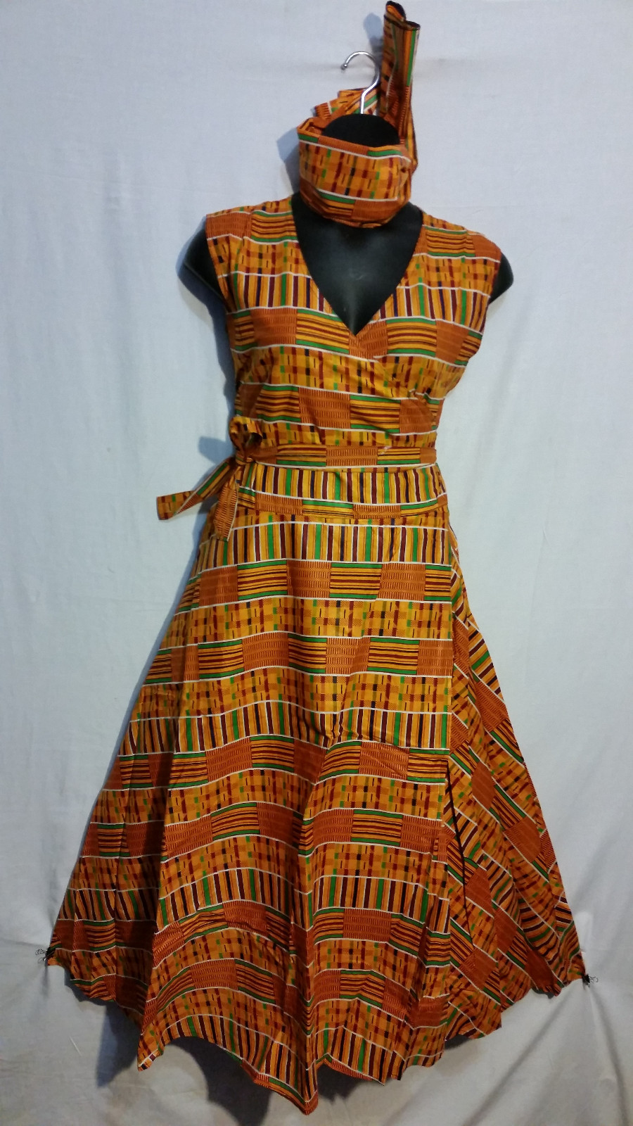 women Clothing African Kente Print Wrap around Long Derss Free Size Print # 1
