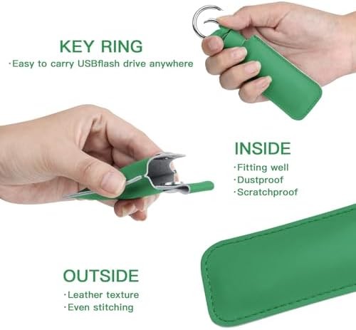 Microfiber Leather USB Flash Drive Case | Anti-Lost Flash Drive Holder with Keyc