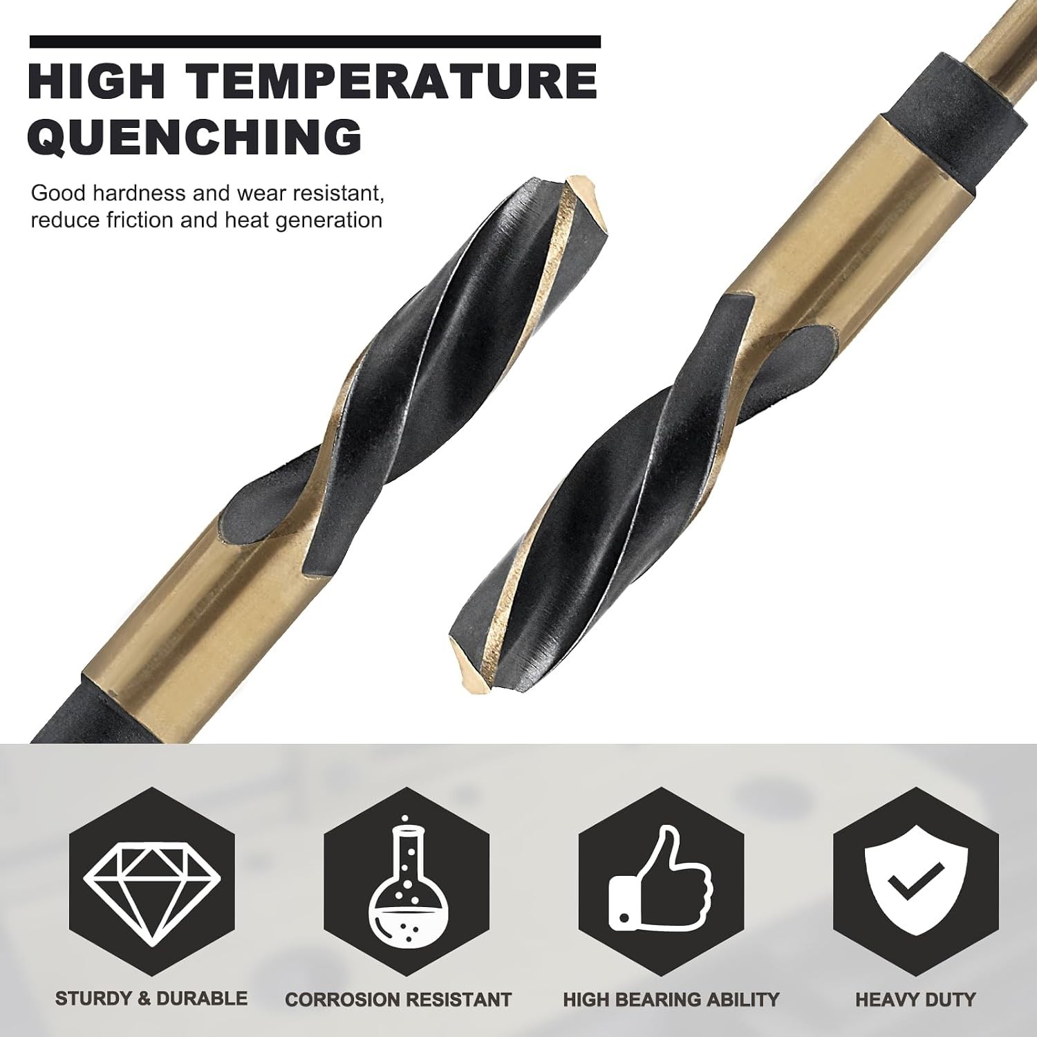 11/16in Reduced Shank HSS Drill Bit Black Gold Oxide Split Point