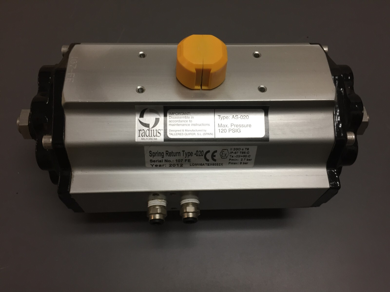 Radius AS-020, Max 120PSIG, Pneumatic Actuator