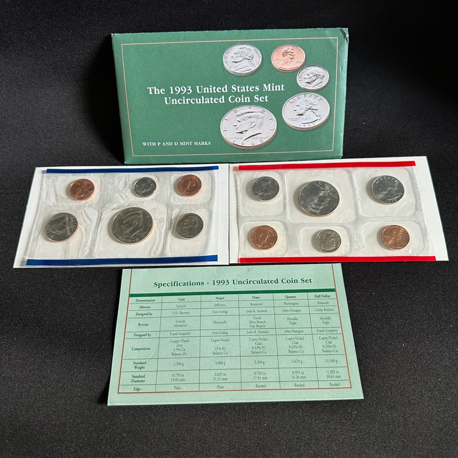 1993 US Mint Uncirculated Coin Set Complete Set P & D w/Original Gov't Packaging