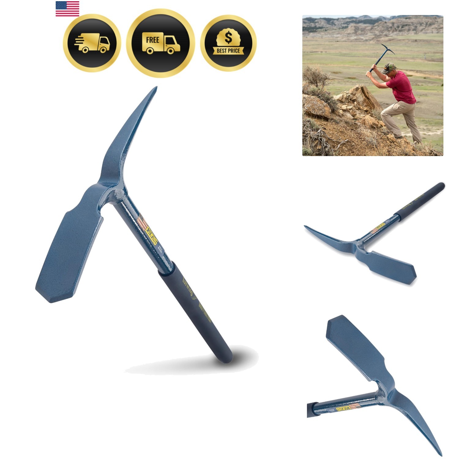 Geo/Paleo Rock Pick - 25"  Made Geologist Tool with All Steel Construction & ...
